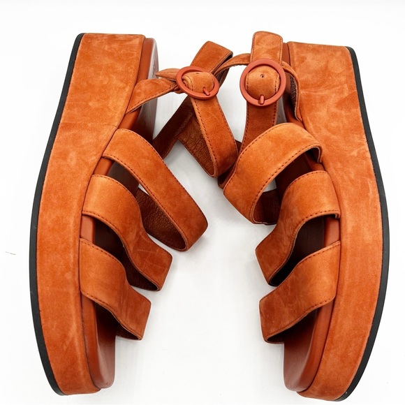Camper Misia Suede Leather Strappy Plaform Sandal Burnt Orange Size 41/ 11 - Picture 10 of 10